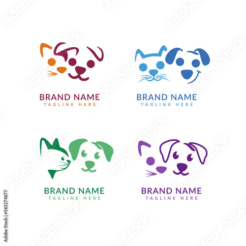 Dog and Cat symbol simple logo vector 