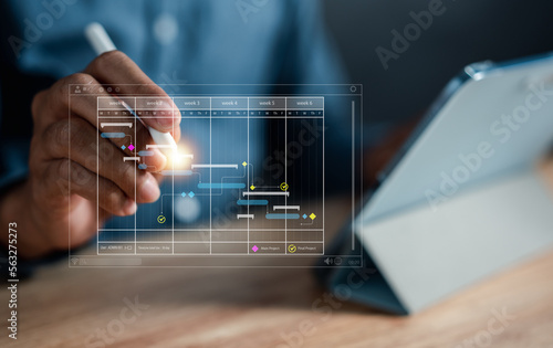 Analyst working Business Analytics and Data Management System to make report with KPI and metrics connected to database. Corporate strategy for finance, operations, sales, marketing.