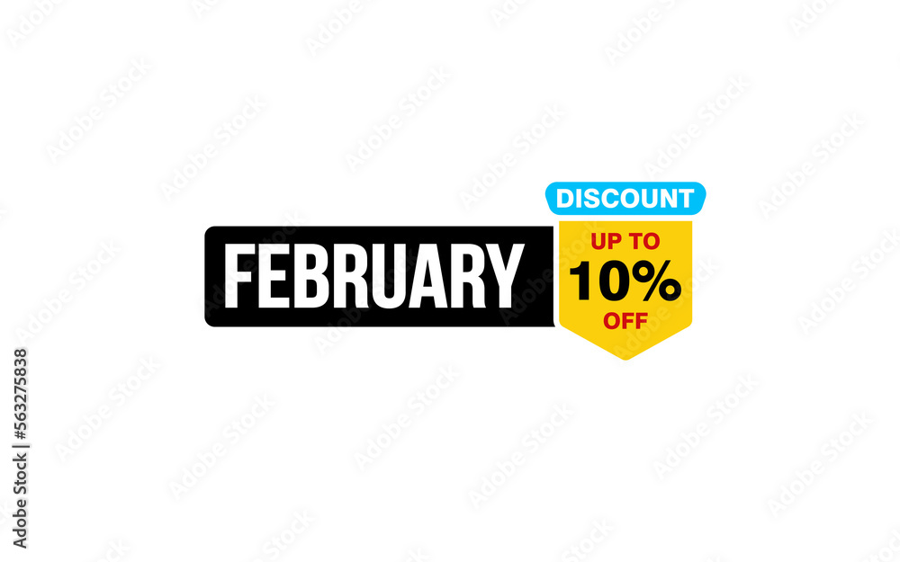 10 Percent FEBRUARY discount offer, clearance, promotion banner layout with sticker style. 10 Percent FEBRUARY discount offer, clearance, promotion banner layout with sticker style.