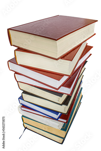 Stack of old books isolated on transparent. Education concept
