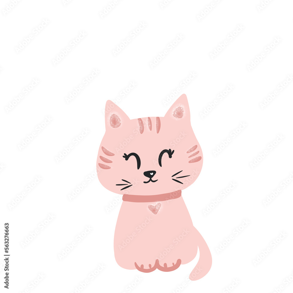Cute pink cat, lovely animal Cute pink cat, lovely animal