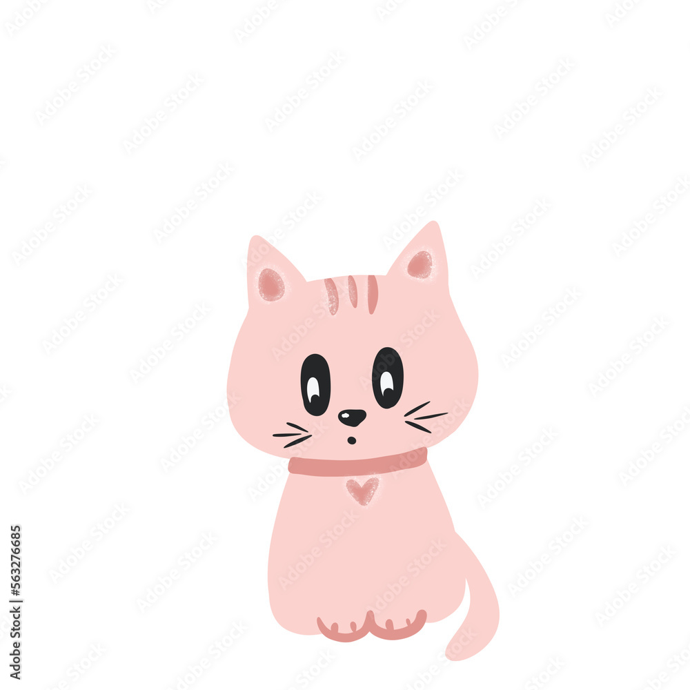 cartoon cat, cute pink cat cartoon cat, cute pink cat