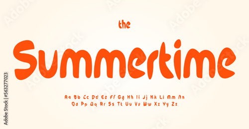 Summertime alphabet, beachy letters, holiday font for sunny logo, positive headline, birthday and greeting card typography, thank you phrases. Vector typographic design