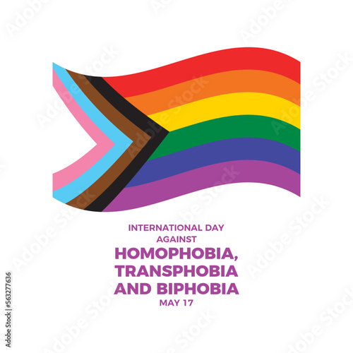 International Day Against Homophobia, Transphobia and Biphobia vector. Waving Progress Pride Flag icon vector isolated on a white background. May 17. Important day