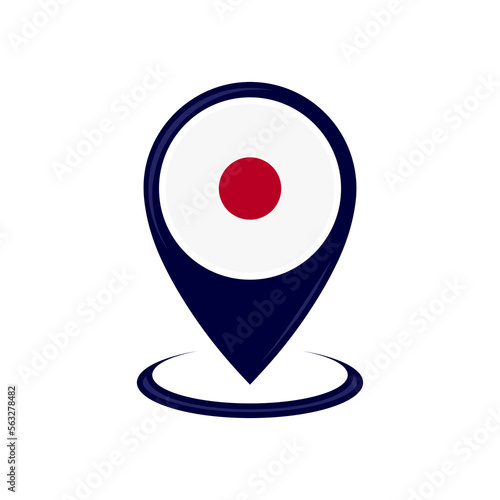 Free Download Location icon with Japan flag isolated. Japan flag and map pointer icon. vector illustration - GFXLoad