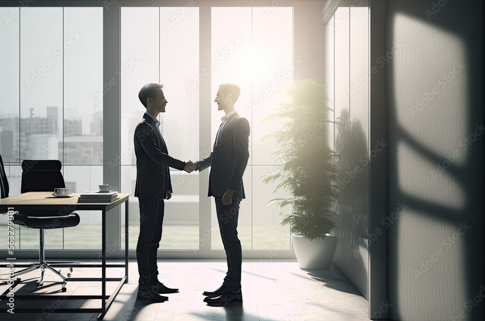 Businessmen shaking hands in the office Businessmen shaking hands in the office