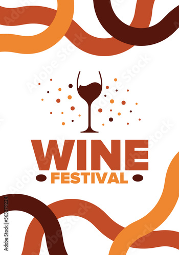 Wine Festival. For wine lovers. Wine tasting. Event for professionals in the wine industry. Winery, restaurants and bars. Trainings and master class for sommelier. Wineglass. Vector illustration