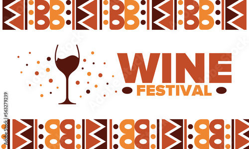 Wine Festival. For wine lovers. Wine tasting. Event for professionals in the wine industry. Winery, restaurants and bars. Trainings and master class for sommelier. Wineglass. Vector illustration