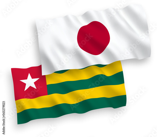 Flags of Japan and Togolese Republic on a white background