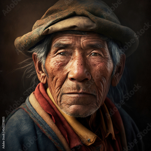 Peruvian Man Portrait-Working Man Portrait photo