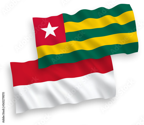Flags of Indonesia and Togolese Republic on a white background