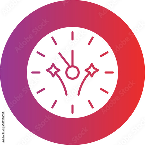 New Year Clock Icon Style