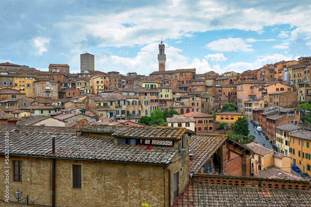 Fototapeta premium Aerial view on the old town of Siena, Italy