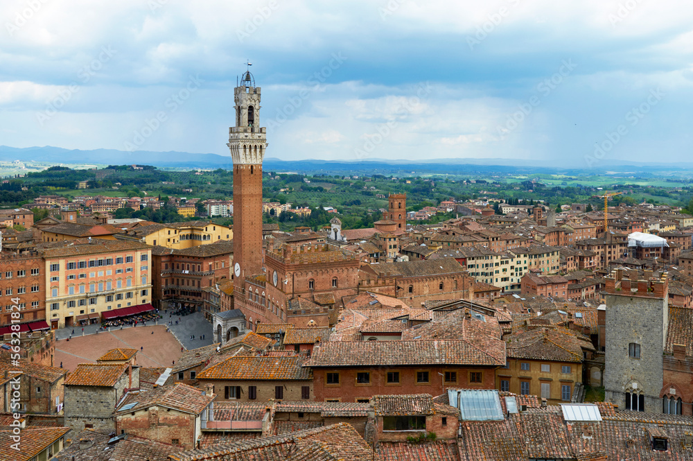 Aerial view on Siena old town