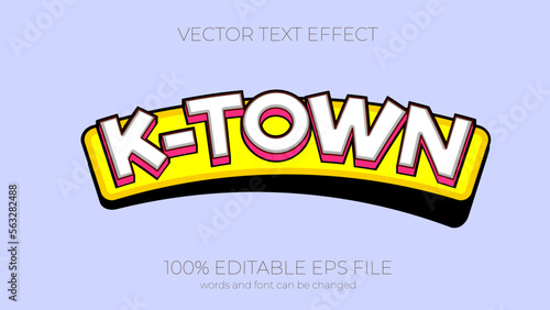 korean town text effect style, EPS editable text effect