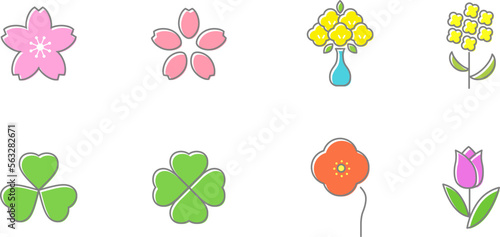 桜と春の花　カラーアイコンセット