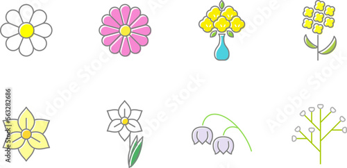 春の花　カラーアイコンセット