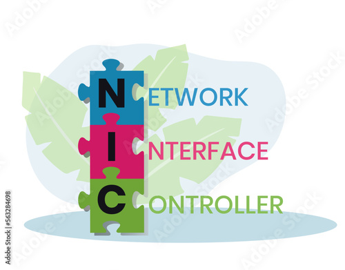 NIC - Network Interface Controller acronym. business concept background. vector illustration concept with keywords and icons. lettering illustration with icons for web banner, flyer, landing page