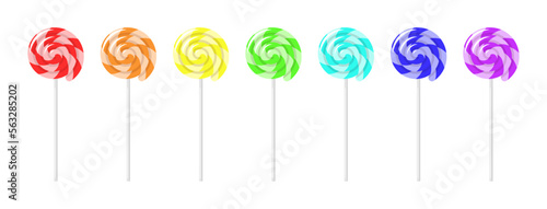 Set of vector lollipops isolated on white background