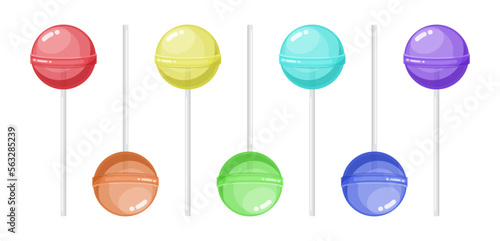 Set of vector lollipops isolated on white background