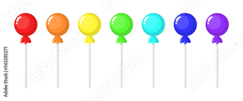 Set of vector lollipops isolated on white background