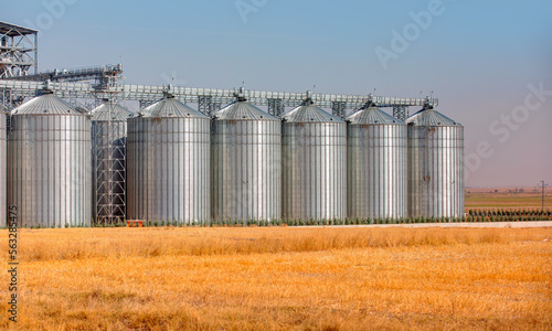 Bild auf Leinwand Agricultural Silos for storage and drying of grains, wheat, corn, soy, sunflower