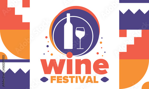 Wine Festival. For wine lovers. Wine tasting. Event for professionals in the wine industry. Winery, restaurants and bars. Trainings and master class for sommelier. Wineglass. Vector illustration