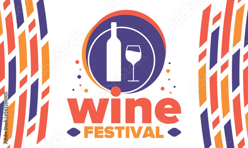Wine Festival. For wine lovers. Wine tasting. Event for professionals in the wine industry. Winery, restaurants and bars. Trainings and master class for sommelier. Wineglass. Vector illustration