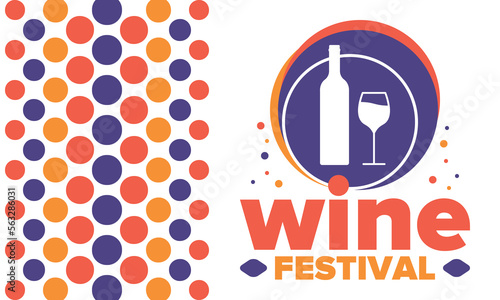 Wine Festival. For wine lovers. Wine tasting. Event for professionals in the wine industry. Winery, restaurants and bars. Trainings and master class for sommelier. Wineglass. Vector illustration