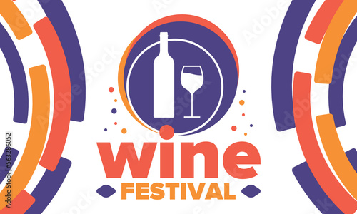 Wine Festival. For wine lovers. Wine tasting. Event for professionals in the wine industry. Winery, restaurants and bars. Trainings and master class for sommelier. Wineglass. Vector illustration