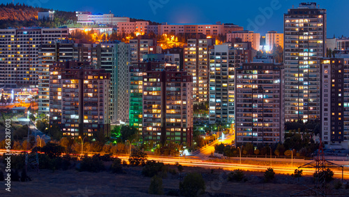 Residential apartment modern housing at dusk - A housing complex near Konutkent Station - Ankara , Turkey
