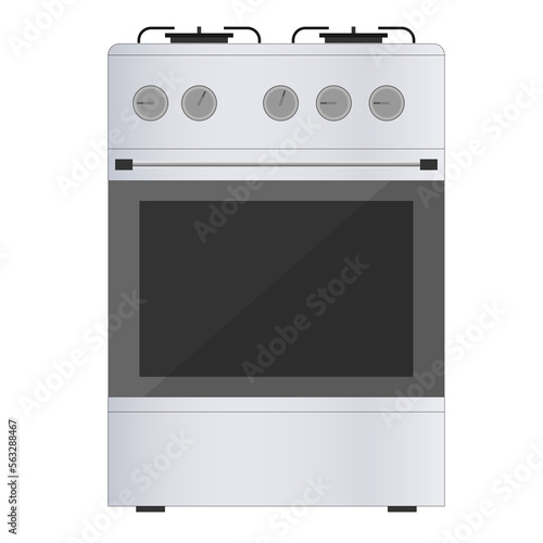 White kitchen stove on PNG transparent background, Vector illustration 