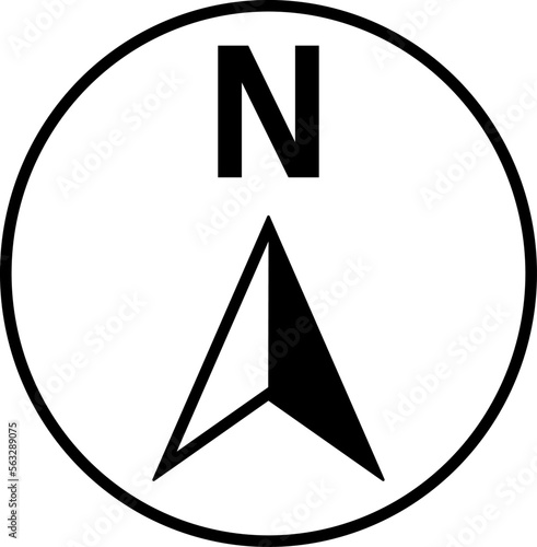 Basic North Arrow Mark Sign Symbol Icon in a Circle for Map Direction Orientation. Vector Image.