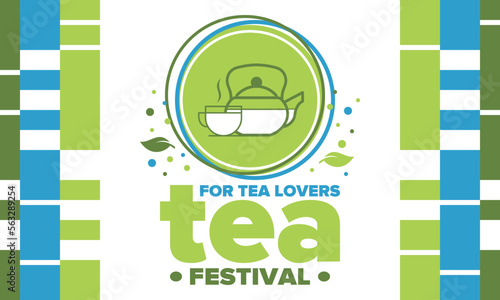 Tea Festival. For tea lovers. Event for professionals in the tea industry. Tea ceremony. Delicious leaf tea. Cafes and restaurants. Trainings for baristas from staff schools. Creative Illustration