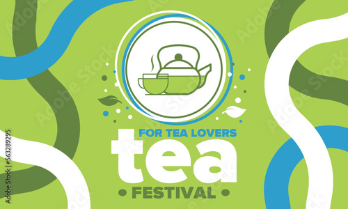 Tea Festival. For tea lovers. Event for professionals in the tea industry. Tea ceremony. Delicious leaf tea. Cafes and restaurants. Trainings for baristas from staff schools. Creative Illustration