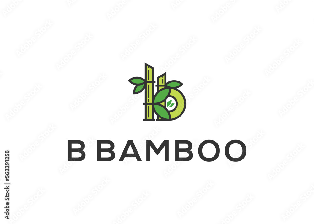 B letter with Bamboo Panda logo design vector B letter with Bamboo Panda logo design vector