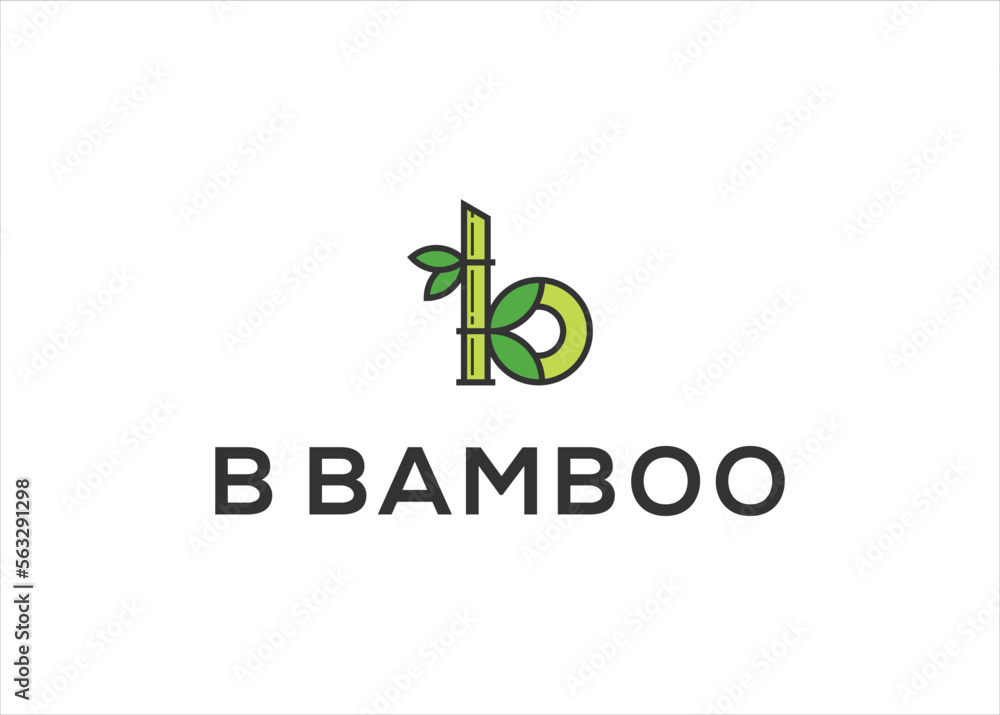 B letter with Bamboo Panda logo design vector B letter with Bamboo Panda logo design vector