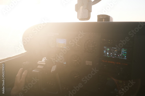 airplane cockpit dashboard control panel sunlight
