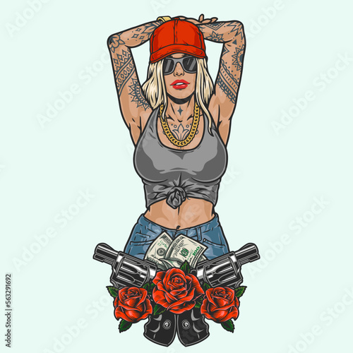 Hot armed girl colorful logotype