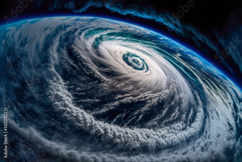 Stunning Satellite View of Earth's Powerful Storms from Space, Generative AI photo