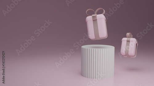 Pink gifts 3d illustration background image