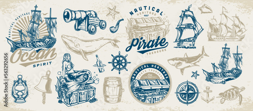 Pirate adventure set colorful stickers