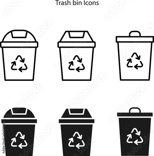 trush icon outline design vector. isolated on white background, ecology icon, waste icon. recycle icon