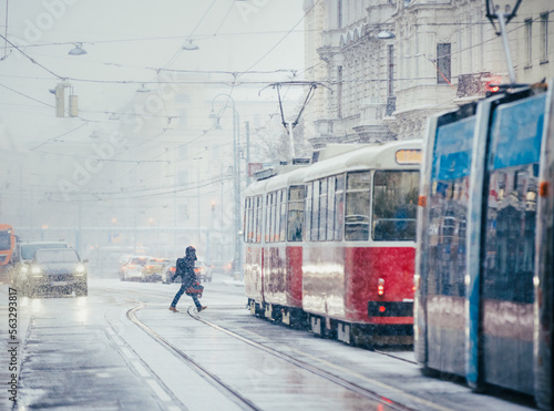 Vienna, Austria: cityscape with snow