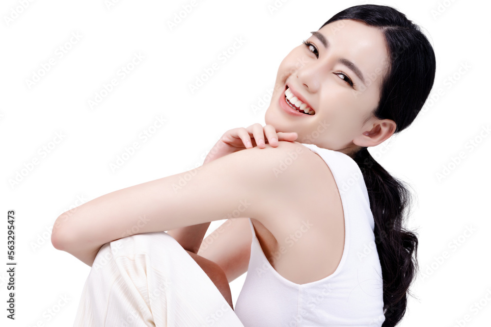 Happy Asian woman png studio portrait