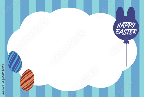 HAPPY EASTERの文字とイラストのイースターのグリーティングカード素材
