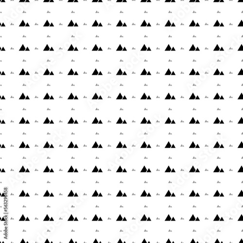 Square seamless background pattern from geometric shapes are different sizes and opacity. The pattern is evenly filled with big black mountains symbols. Vector illustration on white background