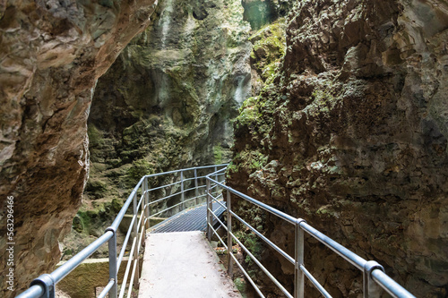 The Rio Sass di Fondo canyon in Non Valley, Trentino Alto Adige: a scenic excursion among narrow rock walls and fascinating light effects - Fondo, northern Italy . photo