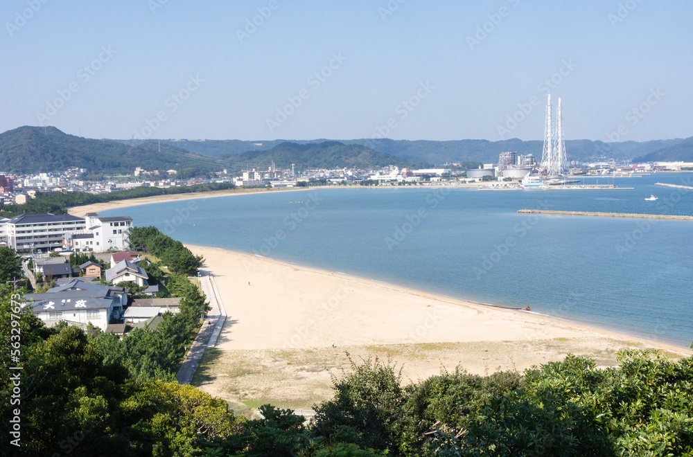 View of Nishinohama beach and Karatsu bay from Karatsu castle hill - Karatsu city, Saga prefecture