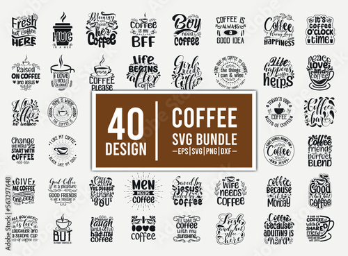 Set of coffee lettering vector t-shirt design. Coffee svg bundle, Coffee quotes bundle for tshirt design